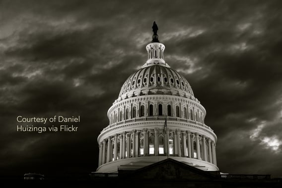 A dark portrayal of the capitol in washington D.C.