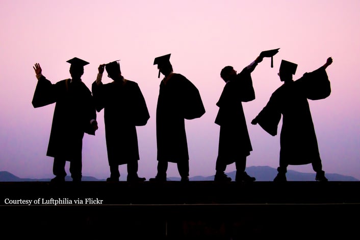 A group of seniors celebrating graduation